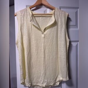 Loft butter yellow linen sleeveless blouse NWT